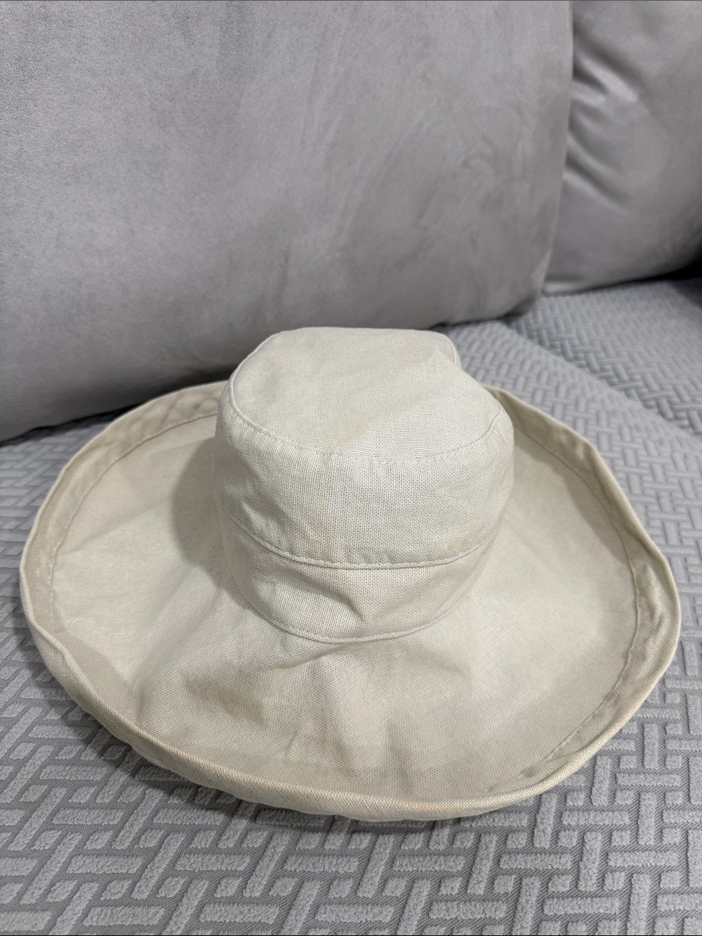 Scala Collezione Womens Wide Brim Bucket Sun Hat Cream Cotton Canvas Packable